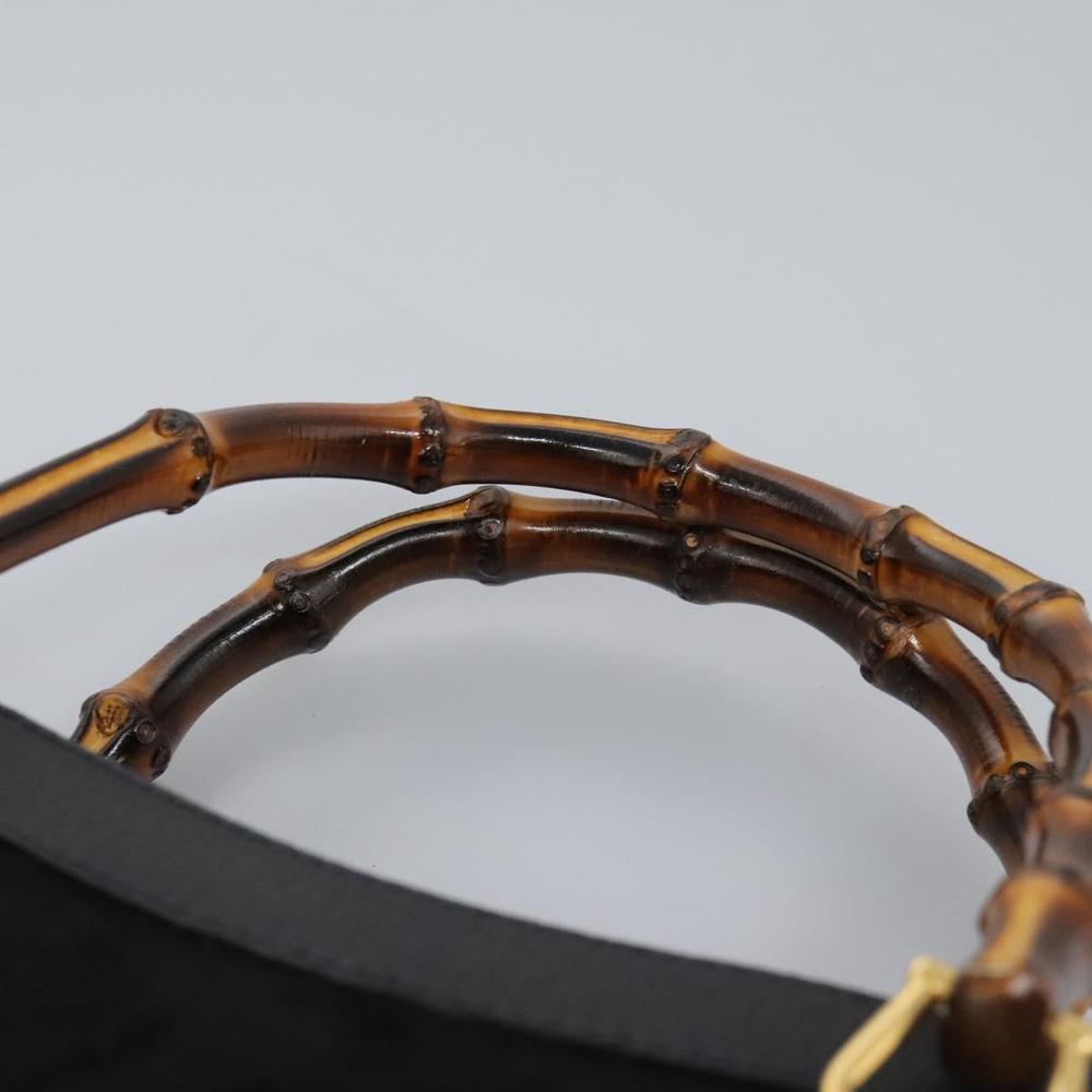 GUCCI Bamboo Hand Bag Suede Black Gold 002 2853 0260 0 Auth fm4365 - Picture 8 of 16